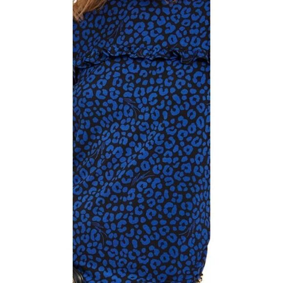 ‎Michael Kors Blue/Black Animal-Print Blouse Top XS - Picture 2 of 6